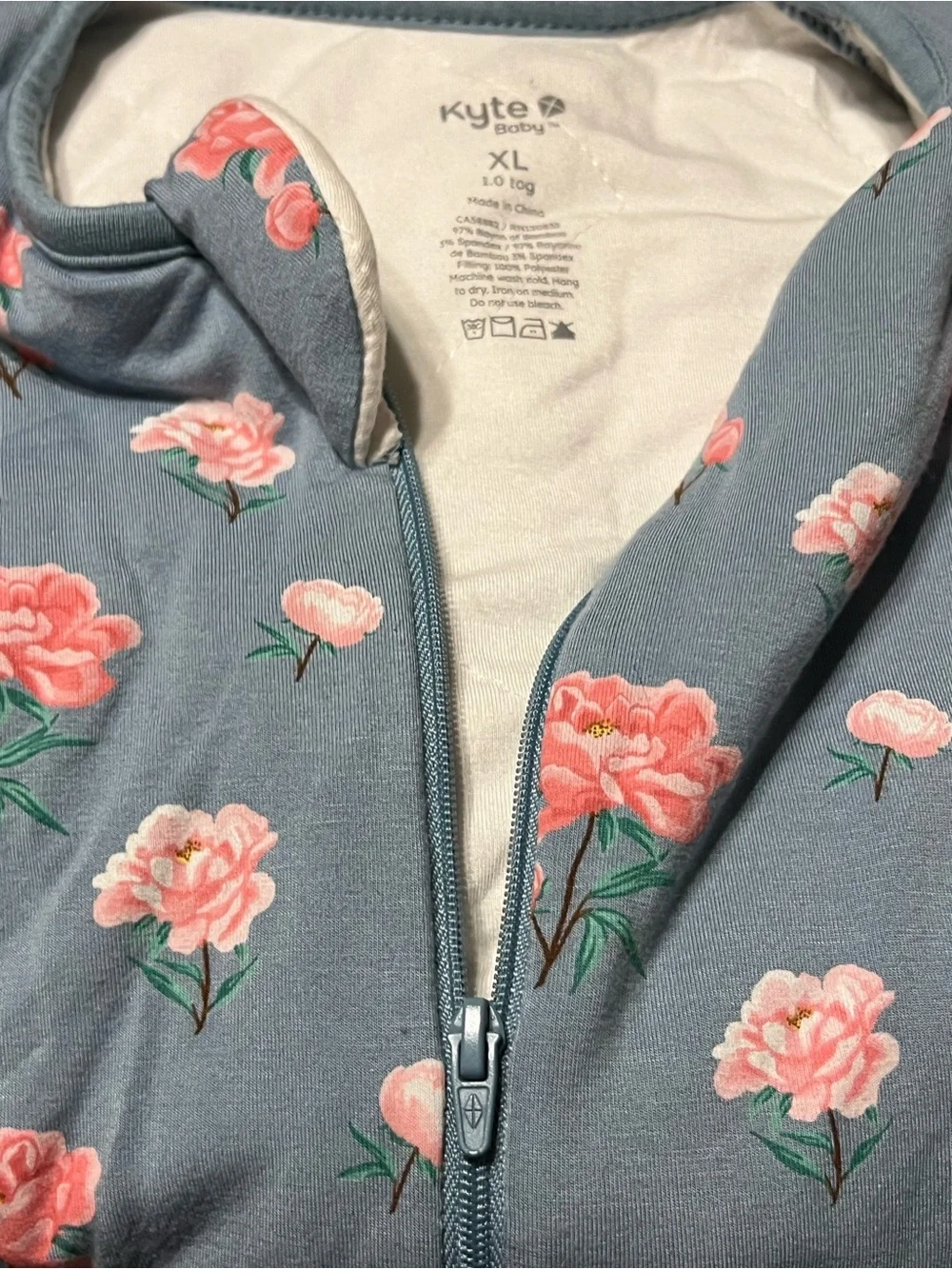 Kyte BABY Blue Floral Sleeveless Sleep Sack with Pink Flowers
